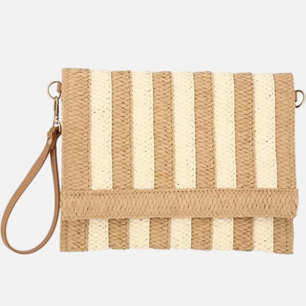 Two Tone Woven Straw Wristlet
