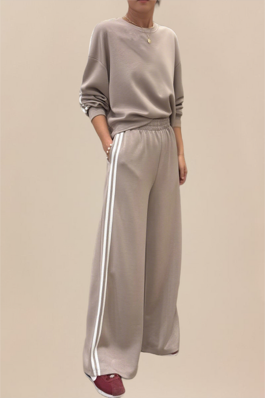 Striped Detail Elastic Sweatsuit