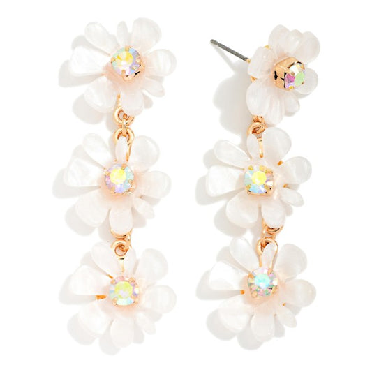Marbled Acetate Flowers Post Drop Earrings