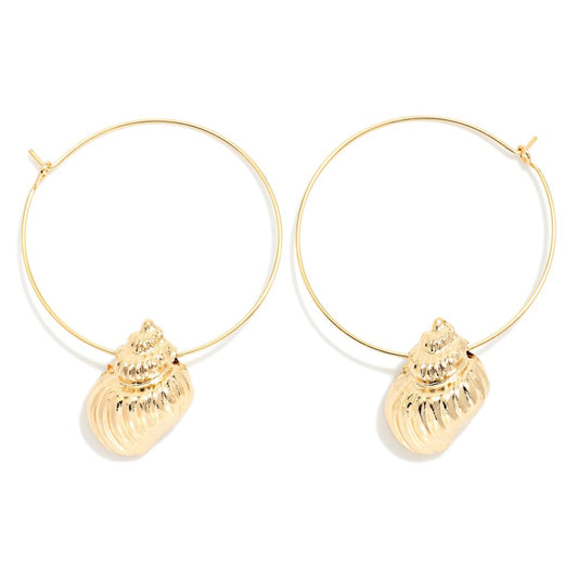 Metal Shell Wire Hoop Earrings