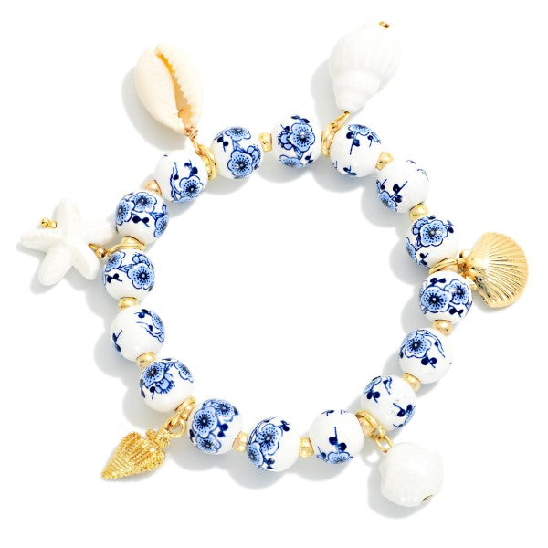 Chinoiserie Bead Bracelet with Beach Charms