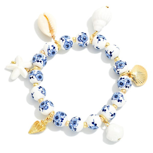 Chinoiserie Bead Bracelet with Beach Charms