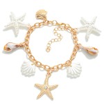 Chain Link Bracelet Featuring Pearl Starfish