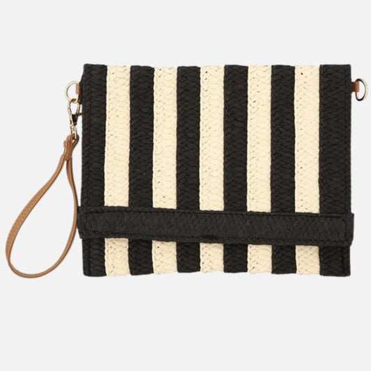 Two Tone Woven Straw Wristlet