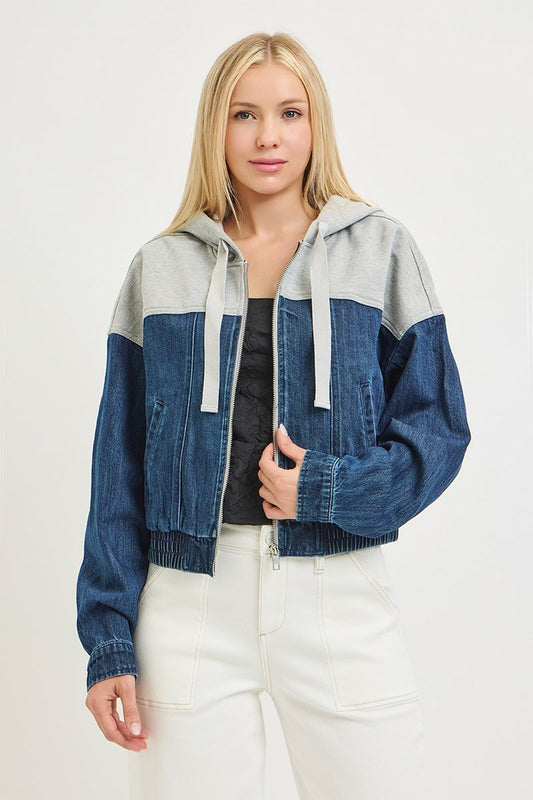 Risen Contrast Hooded Bomber Jacket