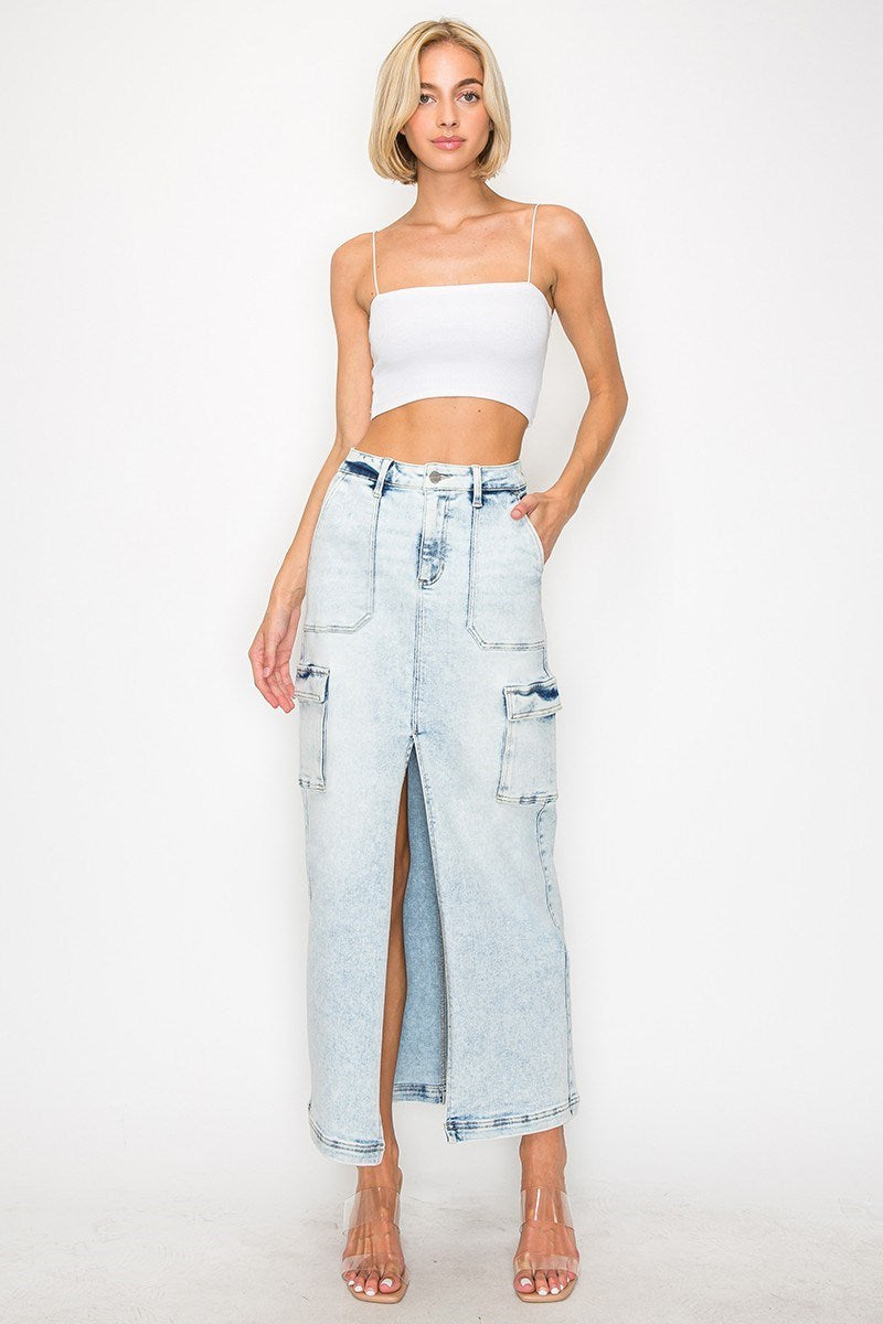 High Rise Maxi Cargo Skirt