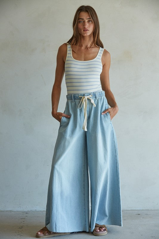 Ribbed Baby Blue Striped Bodysuit